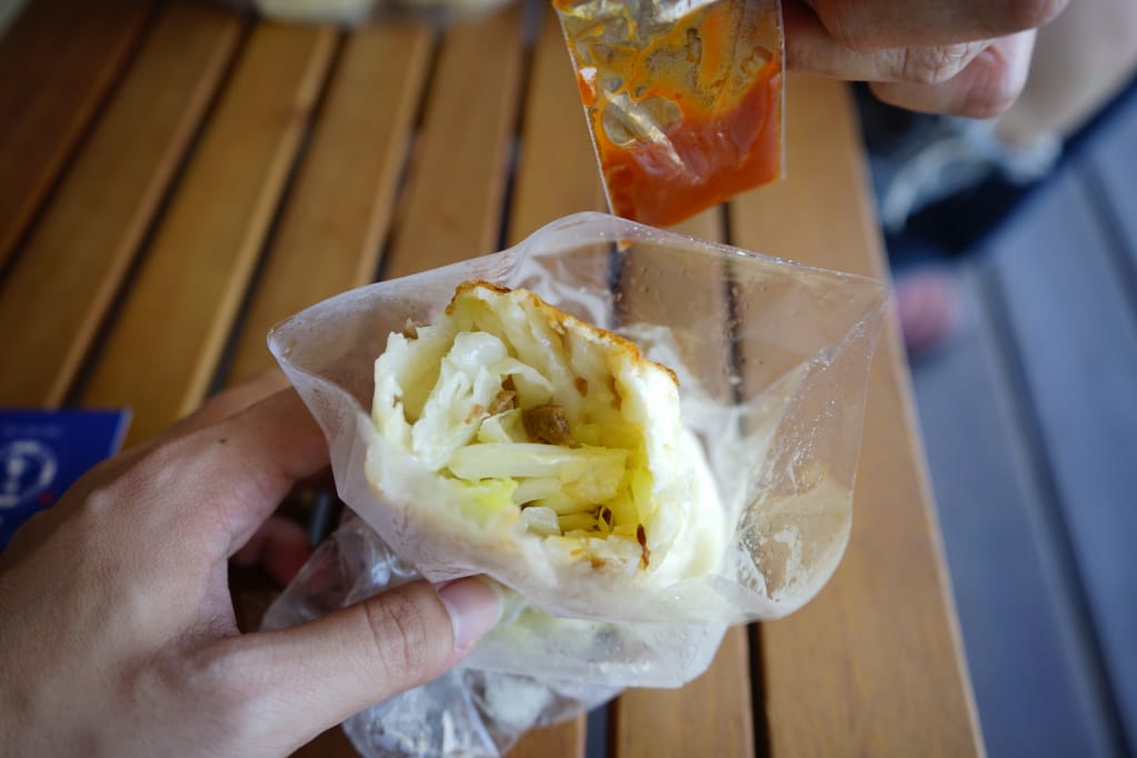 台南｜棠口純豆漿、水煎包(海安本部) 人氣高麗菜水煎包推薦！