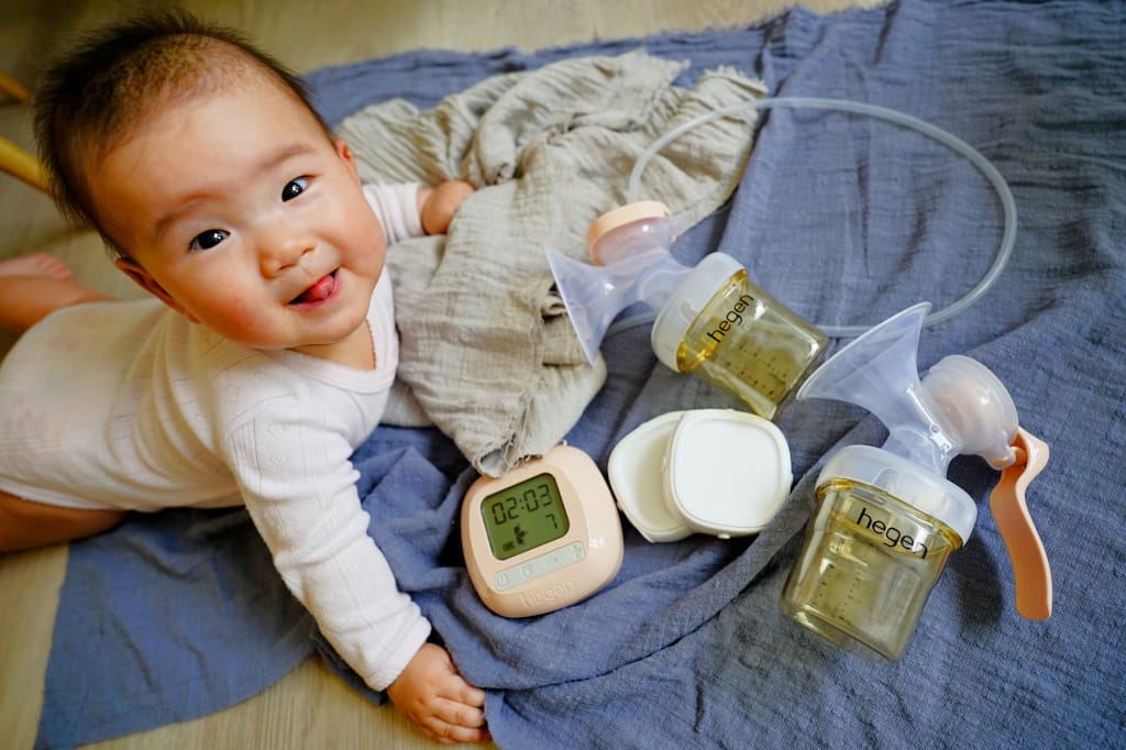 育兒好物｜hegen 舒芙蕾電動擠乳器 靜音、充電式 雙邊電動擠乳器/手動擠乳器推薦！擠奶好幫手~