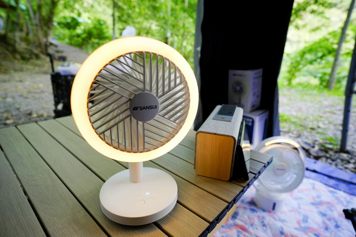露營用品｜露營用無線充電式風扇推薦！SANSUI山水 攜帶型電扇（SDF-0915／SHF-M72） 夏天露營必備LED驅蚊照明DC風扇！