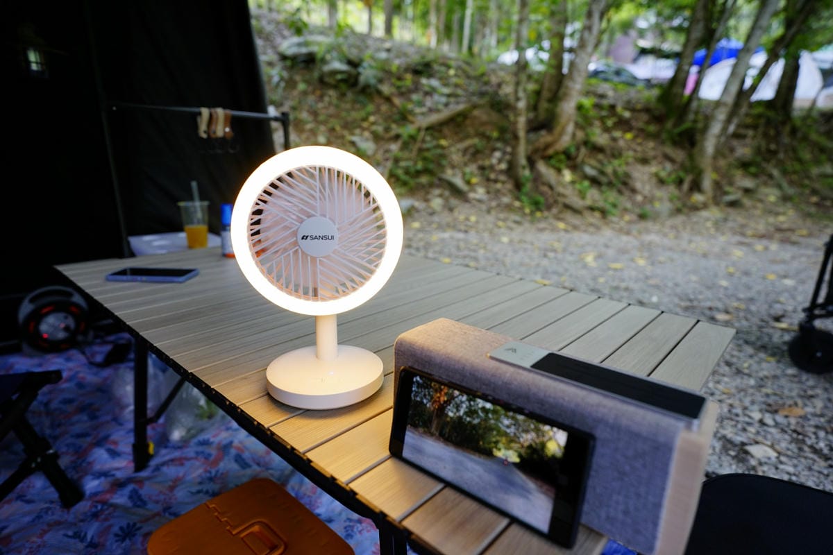 露營用品｜露營用無線充電式風扇推薦！SANSUI山水 攜帶型電扇（SDF-0915／SHF-M72） 夏天露營必備LED驅蚊照明DC風扇！