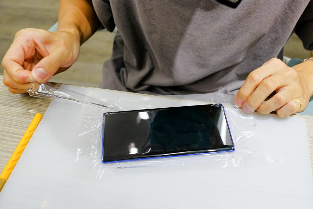 手機周邊｜樹林手機保護貼推薦！京展包膜（樹林店） 三星Note10+果凍膠玻璃貼 享有保固服務