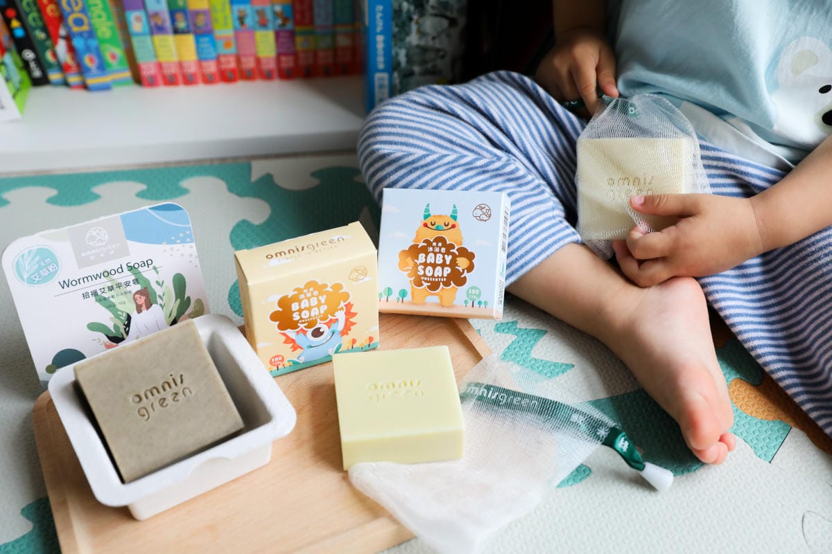 親子育兒｜歐米綠天然手工皂 手工皂禮盒推薦！寶寶用無香純皂 寶寶沐浴手工皂、寶寶洗髮手工皂、招福艾草平安皂