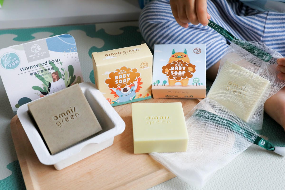 親子育兒｜歐米綠天然手工皂 手工皂禮盒推薦！寶寶用無香純皂 寶寶沐浴手工皂、寶寶洗髮手工皂、招福艾草平安皂