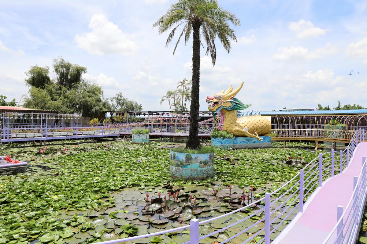 台南食記｜2023台南最新景點推薦！紫色水漾越南休閒村（原鱷魚王蓮花休閒村）道地越式料理 火鍋、烤肉，門票可兌換飲品或越南服飾租借