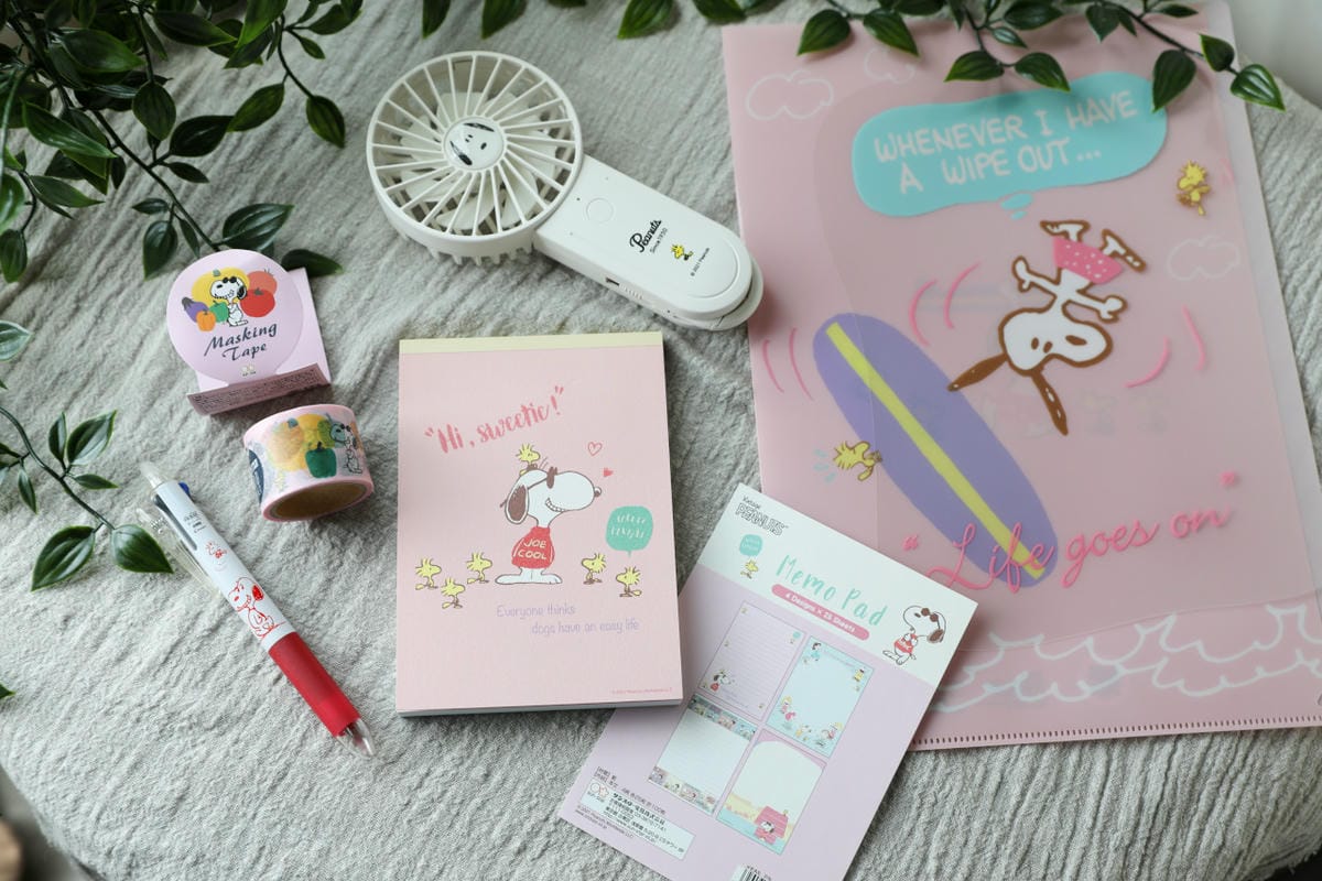 文具｜史努比收藏分享 POP Circus 星奇市 SNOOPY史努比文具 便條紙、紙膠帶、文件夾、筆、風扇