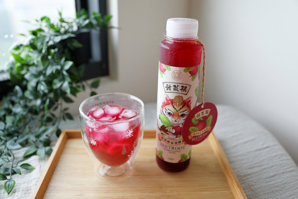 飲品｜虎騰印 甜菜根蔬果酵素發酵液 小資族的月事好夥伴，50 顆櫻桃的鐵質一瓶就滿足！