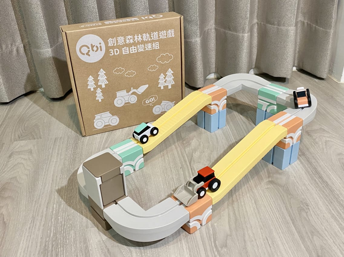 Qbi益智軌道磁吸玩具,兒童STEAM玩具推薦! 磁力積木軌道玩具車 momo獨家小動物們叢林歷險軌道(123數字基礎組+3D自由變速組)